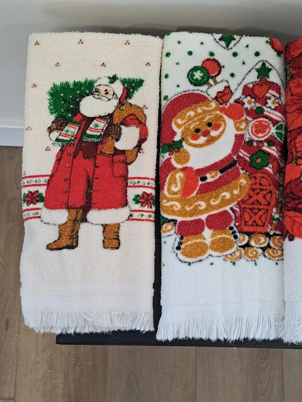 Vtg. 90s Grannycore Butter Mom Gottagecore Christmas Kitchen Linen Bundle 7 Pc.
